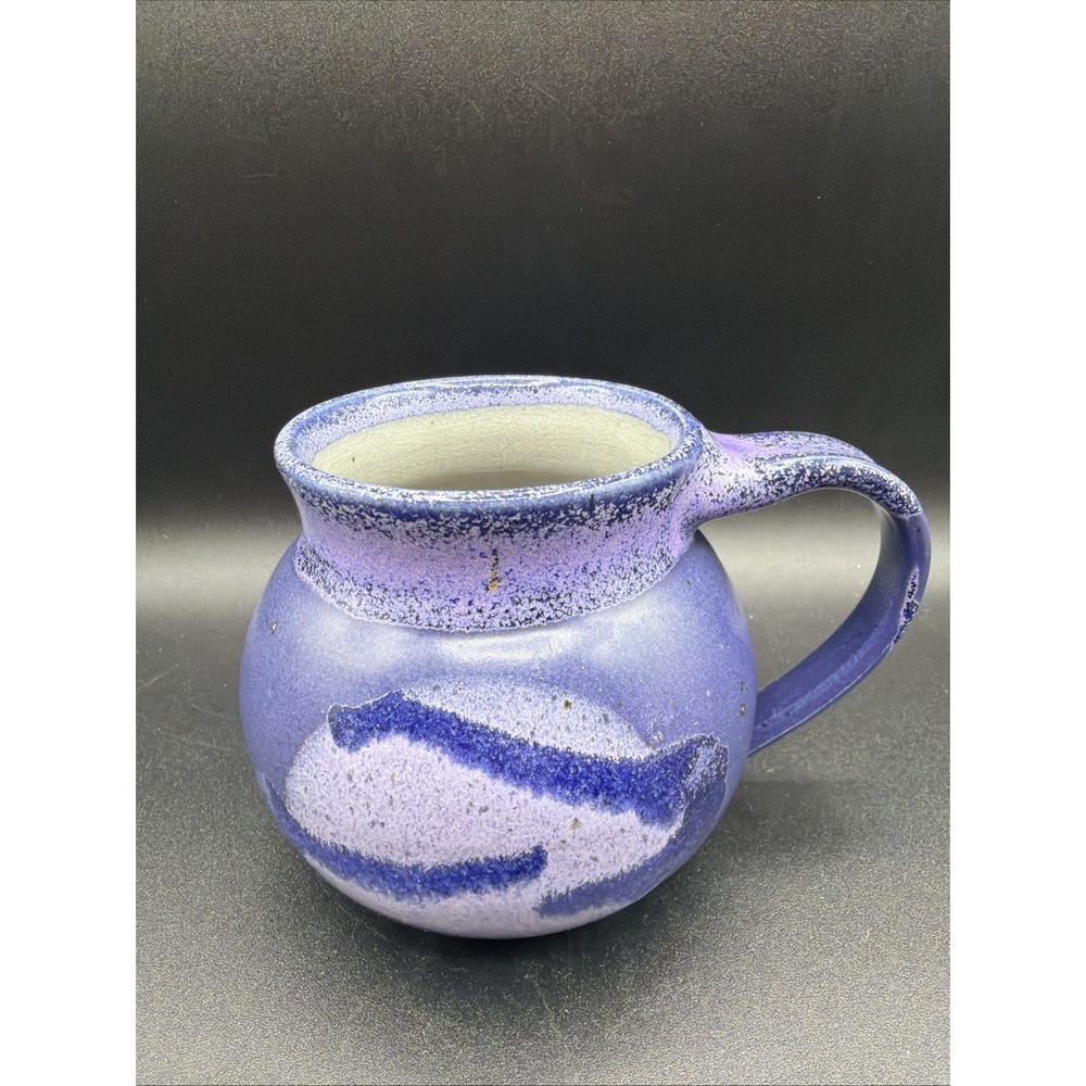 VTG 90s Signed Studio Pottery Pot Bellied Mug handmade matte glaze artisan